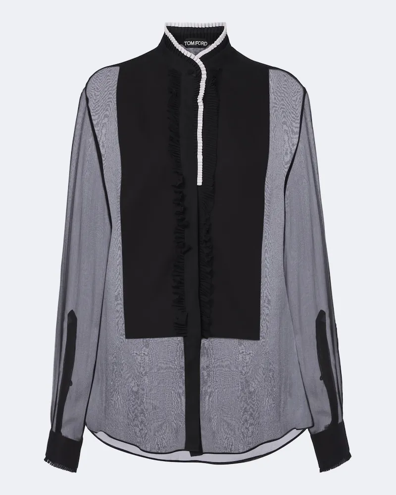 Tom Ford Hemd aus Seidenchiffon Schwarz