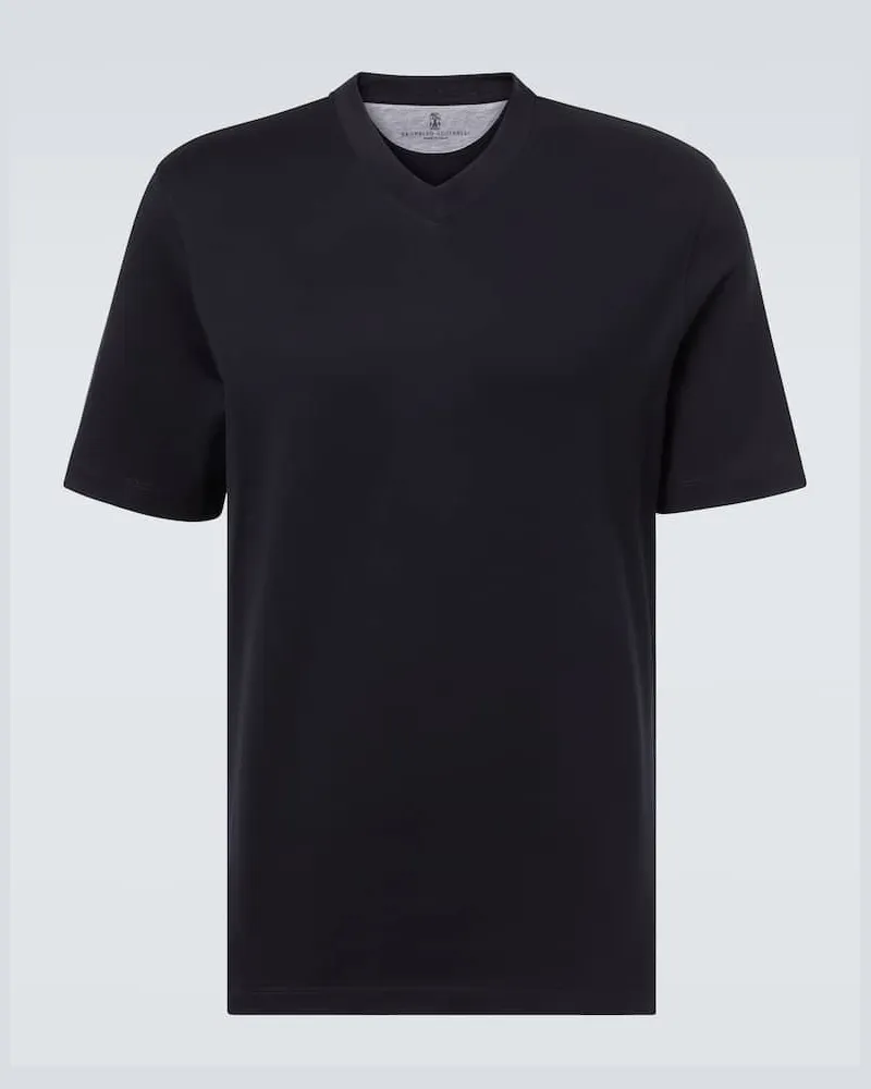 Brunello Cucinelli T-Shirt aus Baumwoll-Jersey Blau