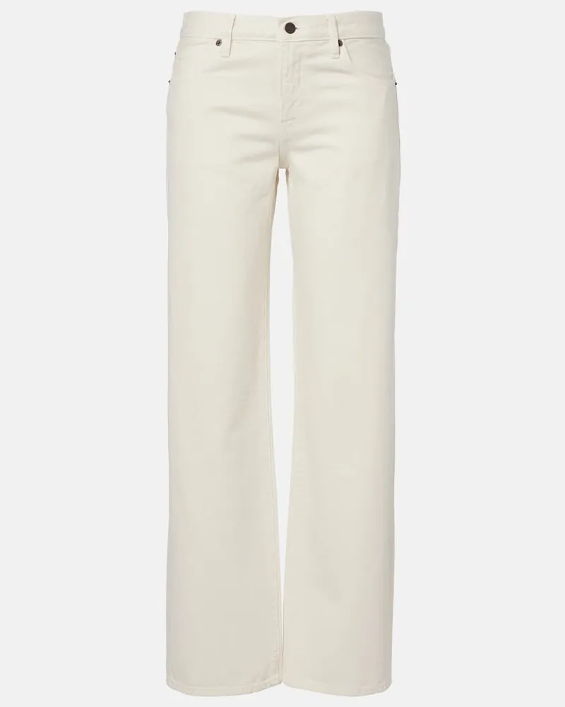 Frame Denim Low-Rise Straight Jeans The Saturday Weiß