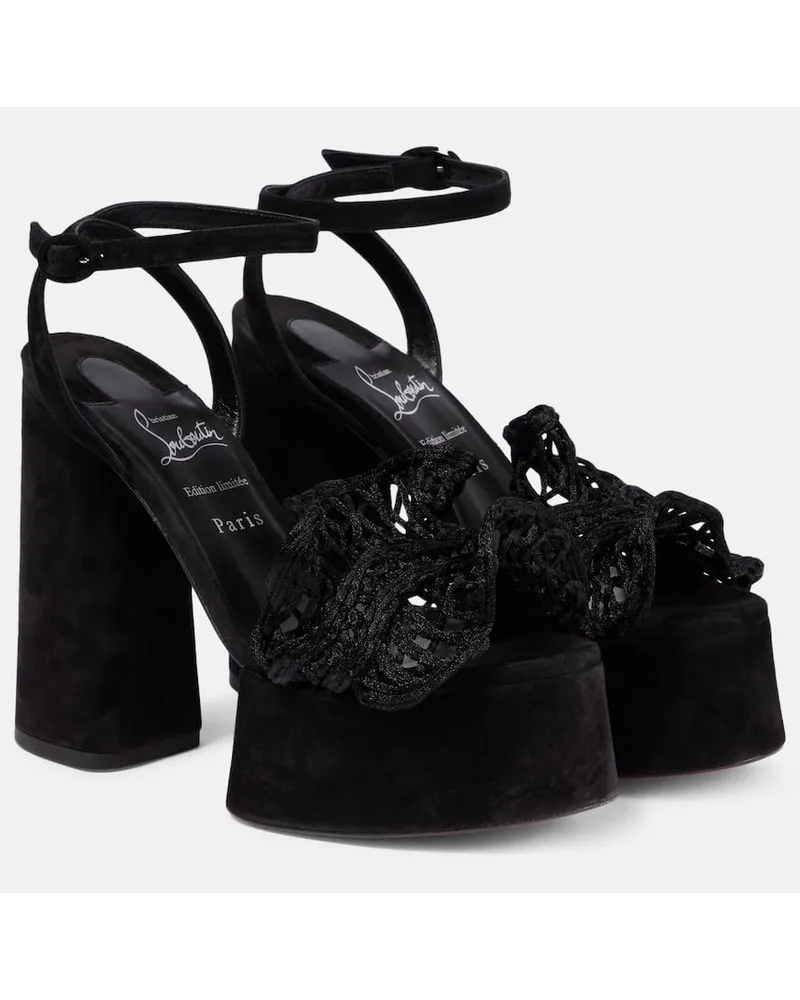 Christian Louboutin Plateausandalen Deia Frou Alta aus Veloursleder Schwarz