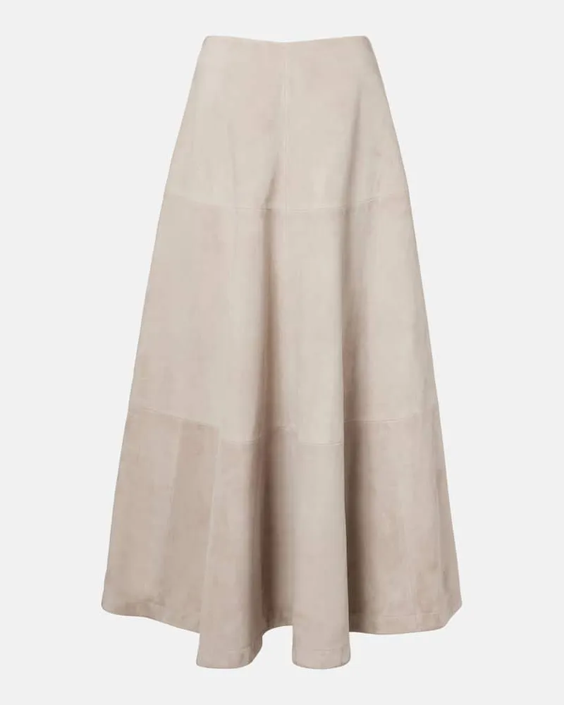 Altuzarra Maxirock Varda aus Veloursleder Beige