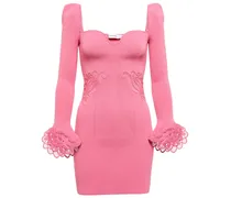 Minikleid aus Rippstrick mit Spitze