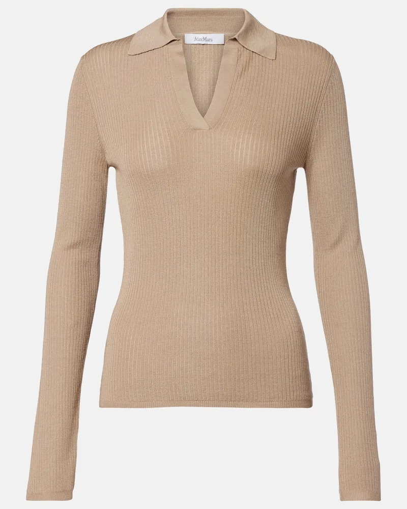 Max Mara Top aus Rippstrick Beige