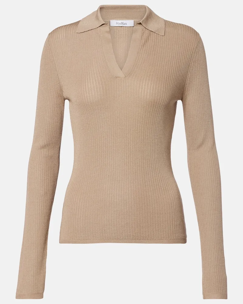 Max Mara Top aus Rippstrick Beige