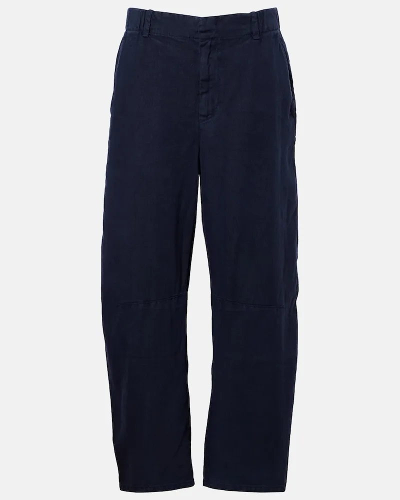 Velvet Weite Hose Taylor aus Leinen Blau