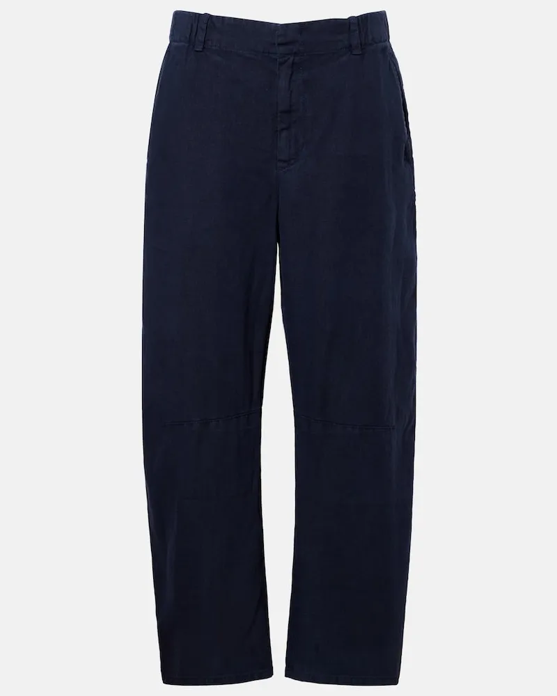 Velvet Weite Hose Taylor aus Leinen Blau