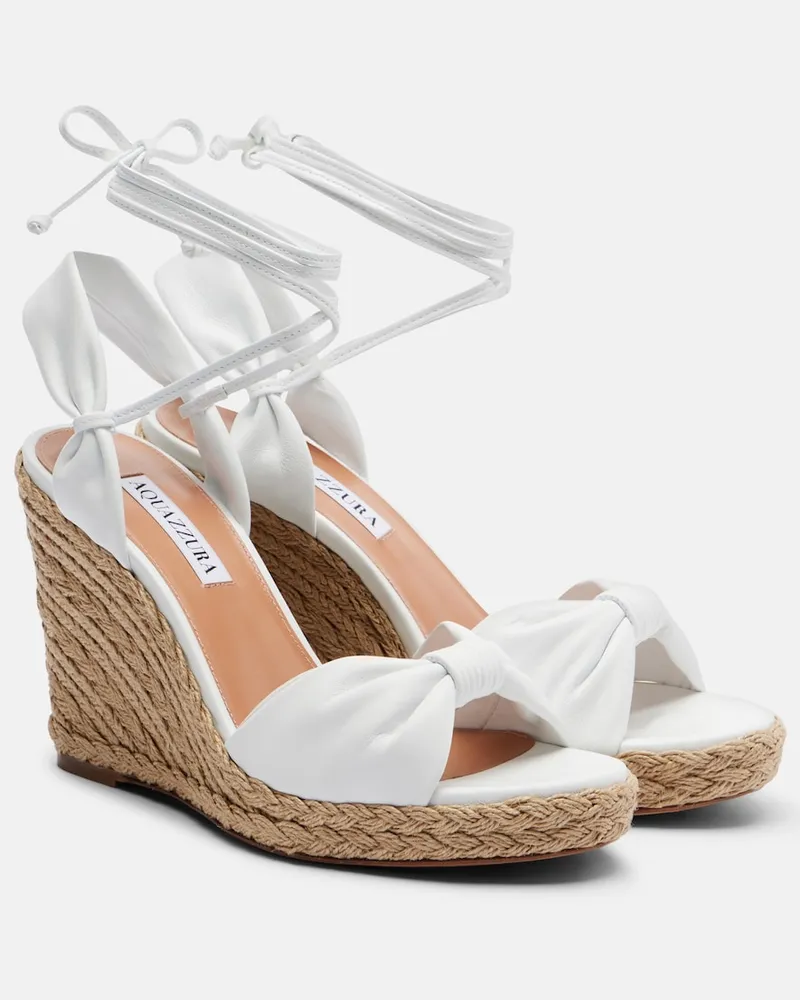 Aquazzura Espadrille-Wedges Carina aus Leder Weiß