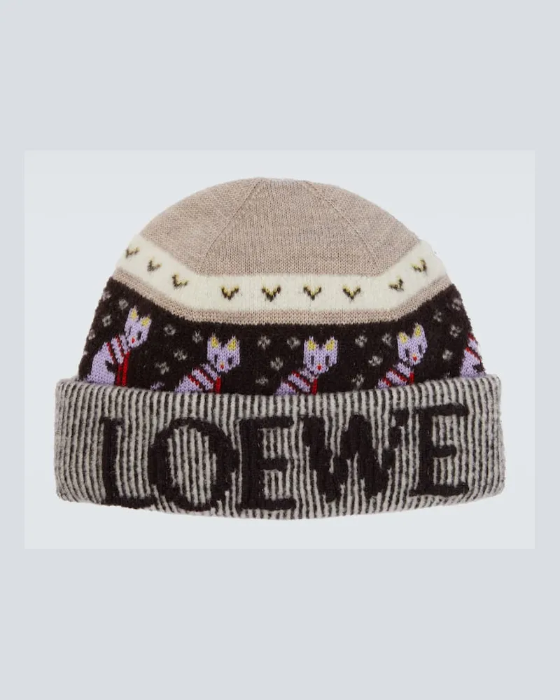 Loewe X Louis Wain Mütze aus einem Wollgemisch Beige