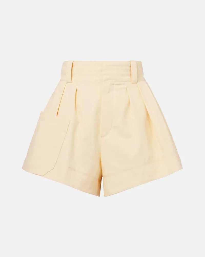 Chloé Chloé High-Rise Shorts aus Baumwoll-Canvas Gelb