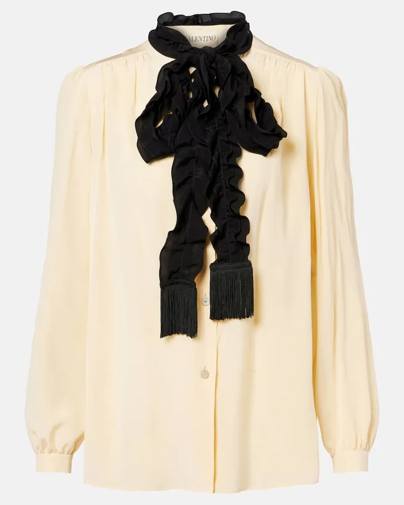 Valentino Garavani Bluse aus Crêpe de Chine aus Seide Weiß