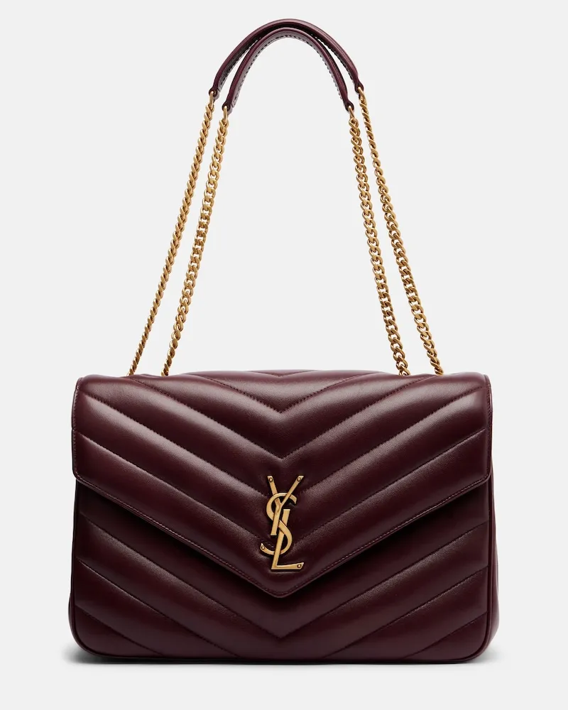 Saint Laurent Schultertasche Loulou Large aus Leder Burgunderrot