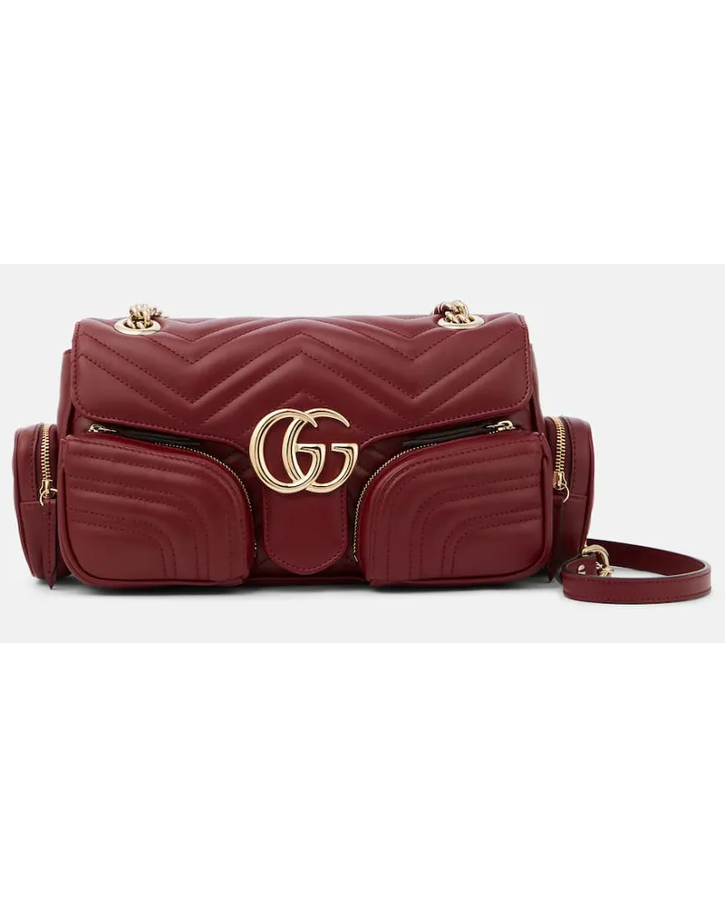 Gucci Schultertasche GG Marmont Small aus Leder Rot