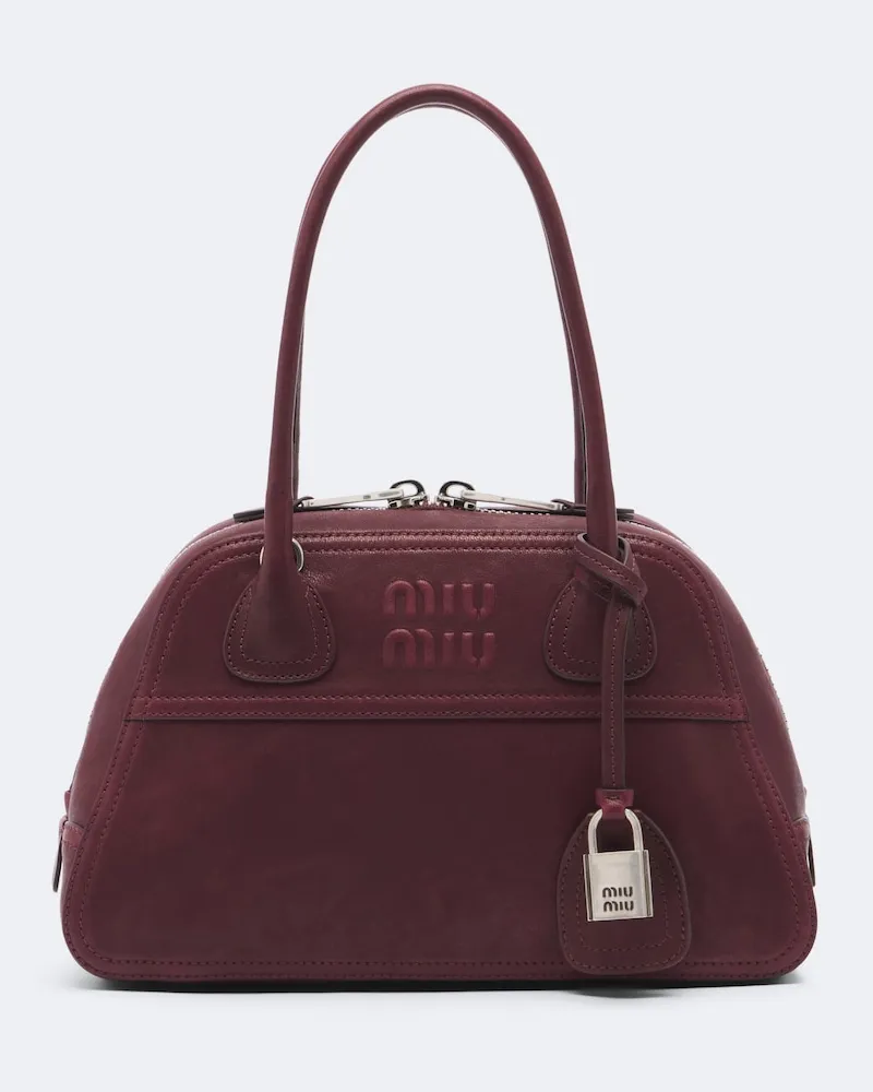 Miu Miu Bowling Bag Vivant aus Leder Burgunderrot