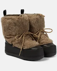 Max Mara Schneestiefel mit Teddyfleece Beige