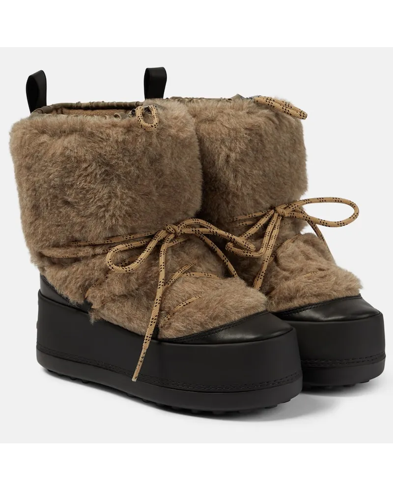 Max Mara Schneestiefel mit Teddyfleece Beige