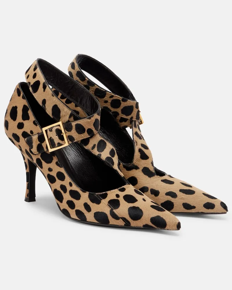 KHAITE Bedruckte Pumps Sloan 85 aus Kalbshaar Beige