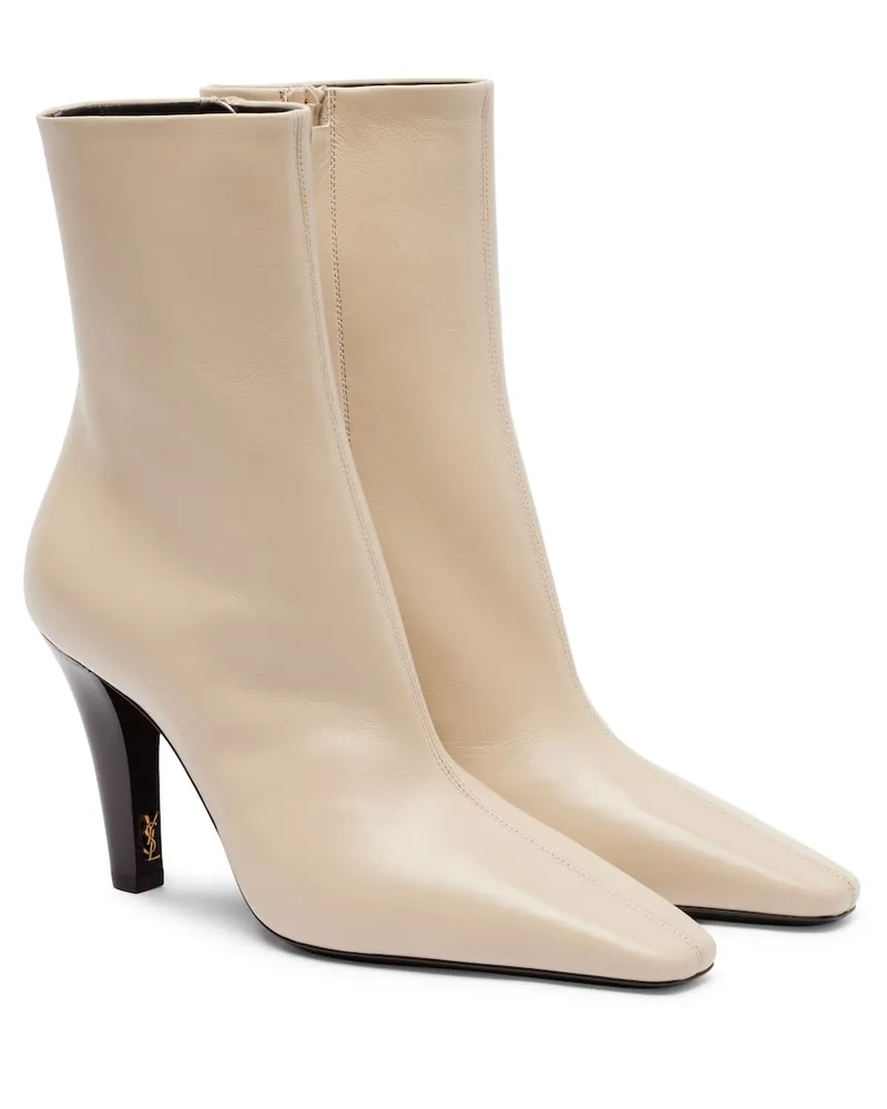 Saint Laurent Ankle Boots Jill 95 aus Leder Beige