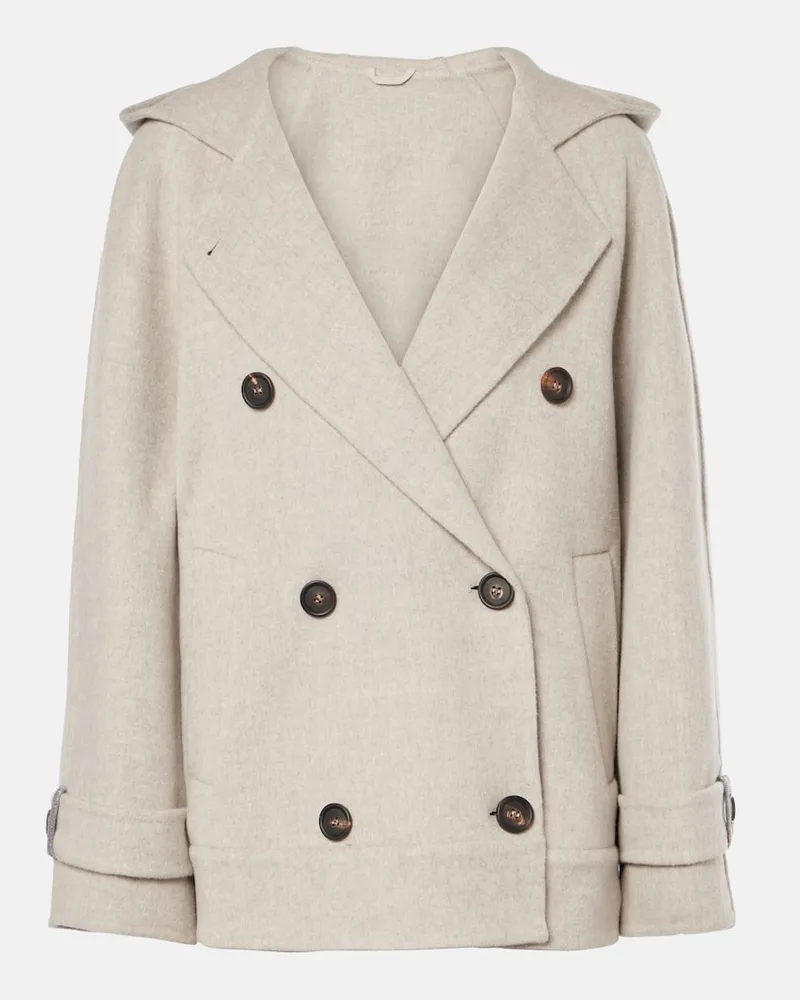 Brunello Cucinelli Jacke aus Wolle und Kaschmir Beige