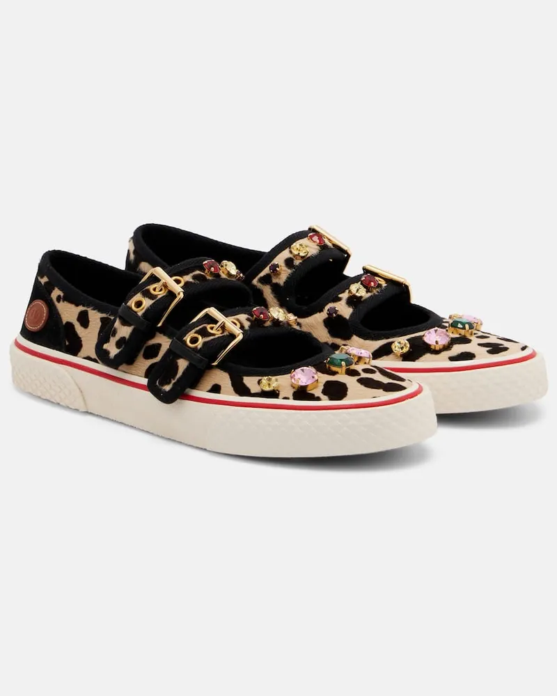 Valentino Garavani Verzierte Sneakers Dollyboard aus Kalbshaar Braun