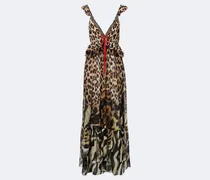 Verziertes Maxikleid aus Seidenchiffon