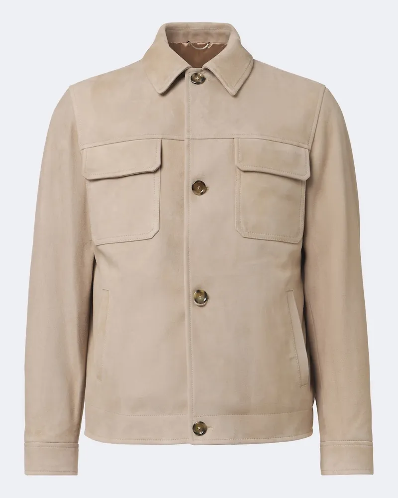 LARDINI Blouson aus Veloursleder Beige