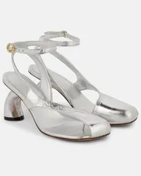 Dries van Noten Sandalen aus Metallic-Leder Silber