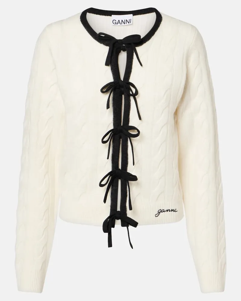 Ganni Cardigan aus Wolle Weiß