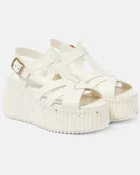 Chloé Chloe Wedge-Sandalen Nama 80 aus Leder Weiss