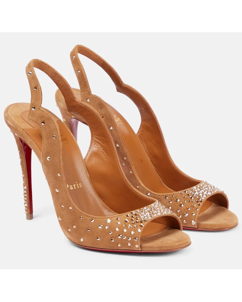 Christian Louboutin Nudes Slingback-Sandalen Degrachick aus Veloursleder Beige