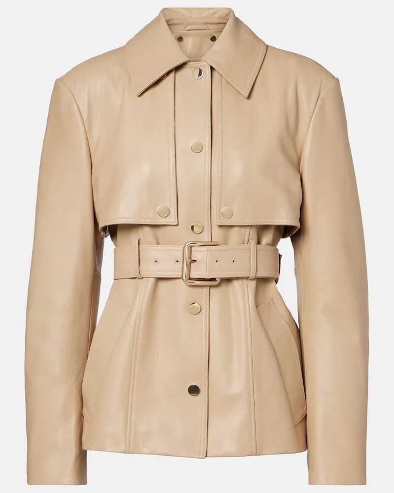 SPORTMAX Lederjacke Stenzone Beige