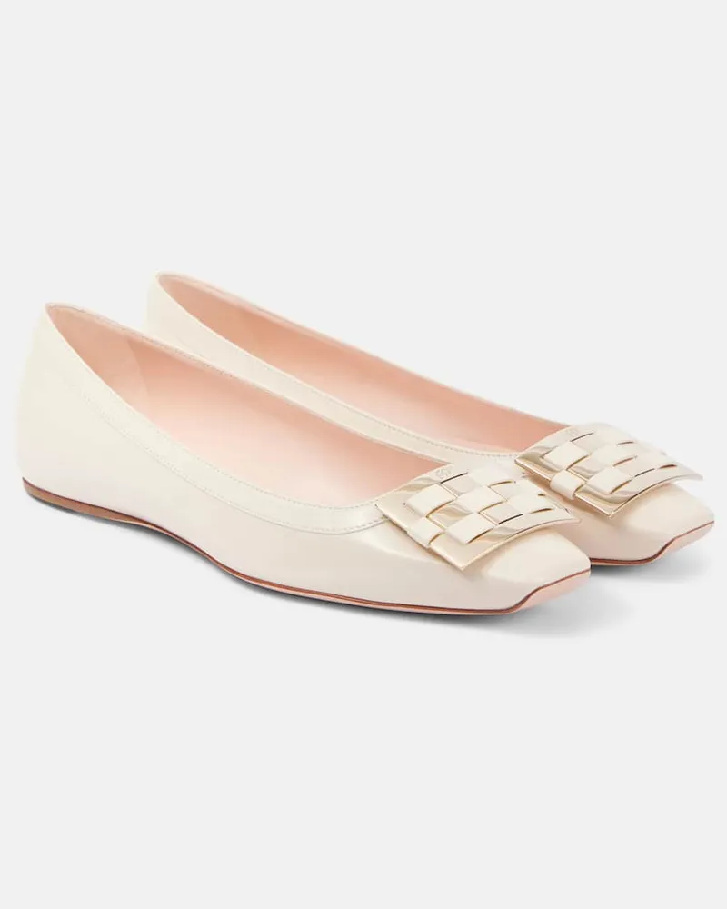 Roger Vivier Ballerinas Trompette Ball aus Leder Weiß