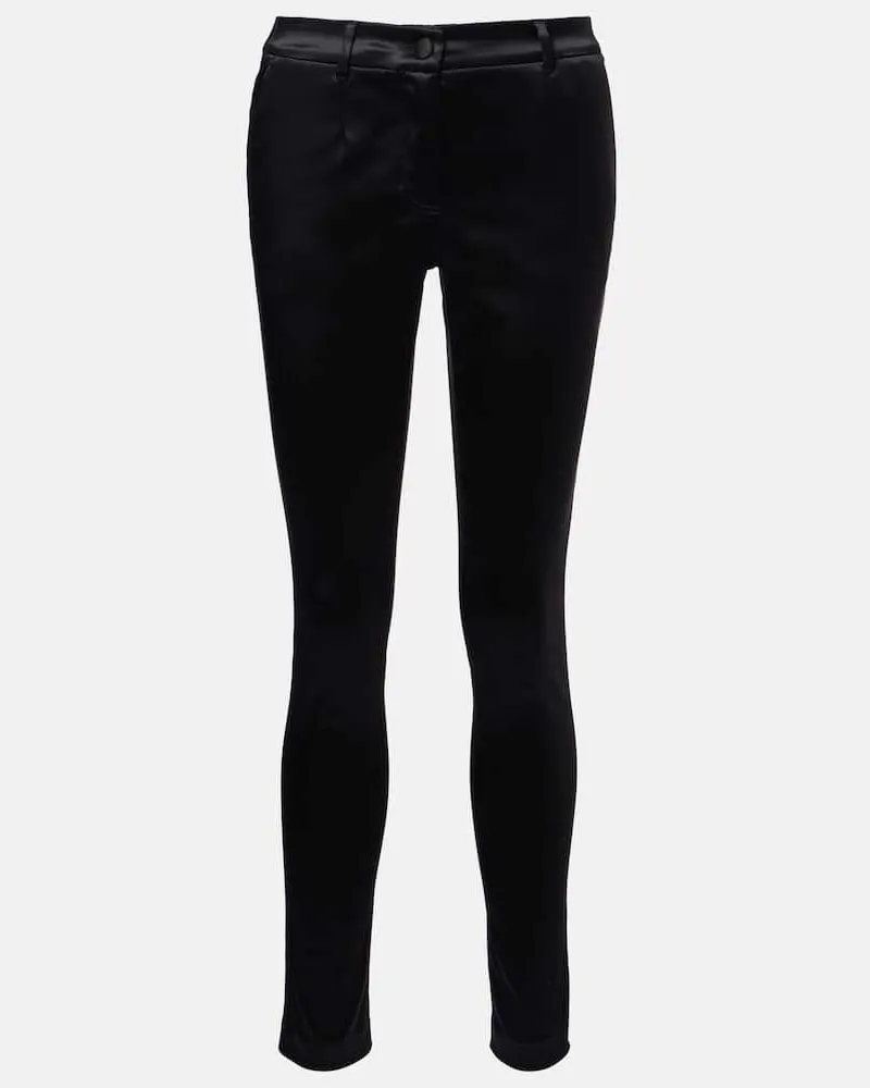 Dolce & Gabbana Schmale Hose aus Satin Schwarz