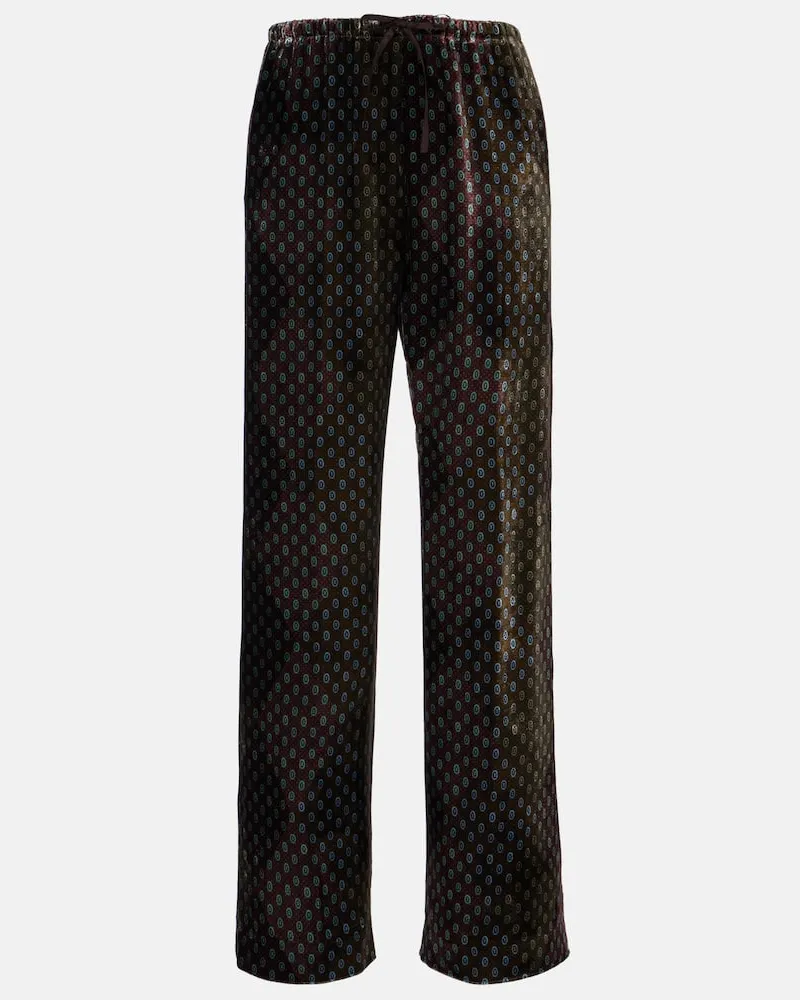 Dries van Noten Bedruckte Hose aus Satin Multicolor