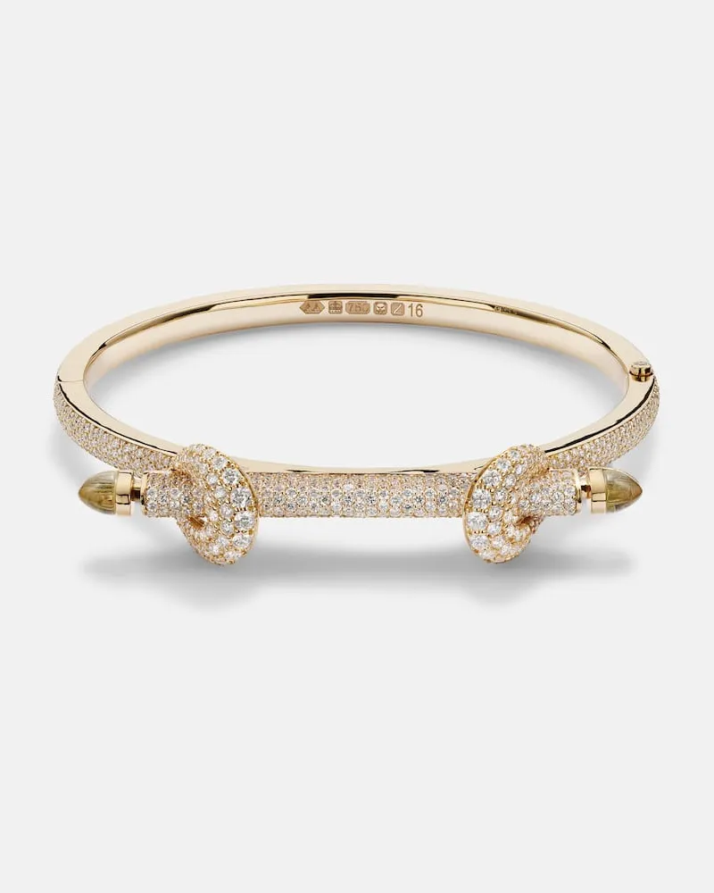 Ananya Armreif Chakra Icon aus 18kt Gelbgold mit Diamanten und Quarz Gold