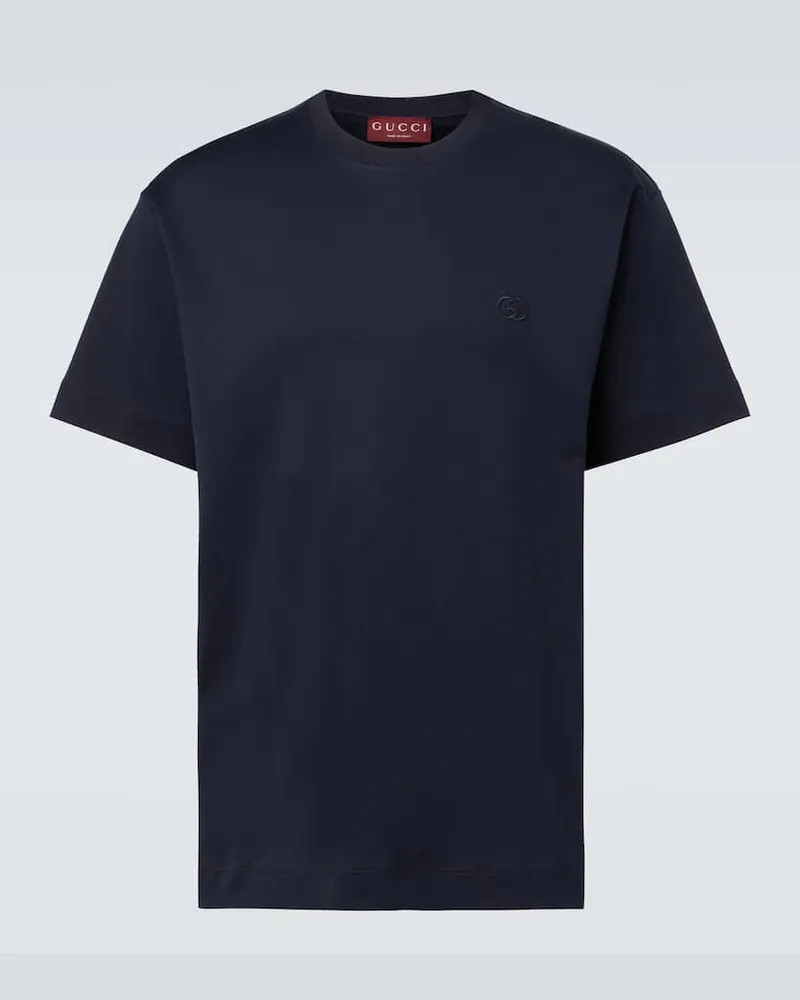 Gucci T-Shirt Interlocking G aus Baumwoll-Jersey Blau