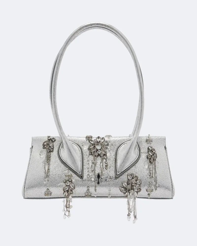 Christian Louboutin Verzierte Schultertasche Venus Small Silber