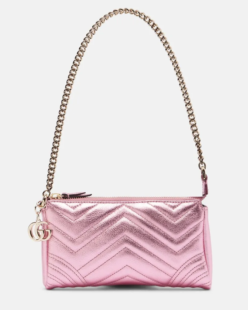 Gucci Schultertasche GG Marmont Mini aus Leder Rosa
