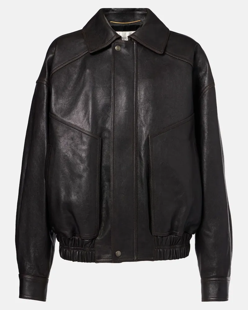 Saint Laurent Lederjacke Braun