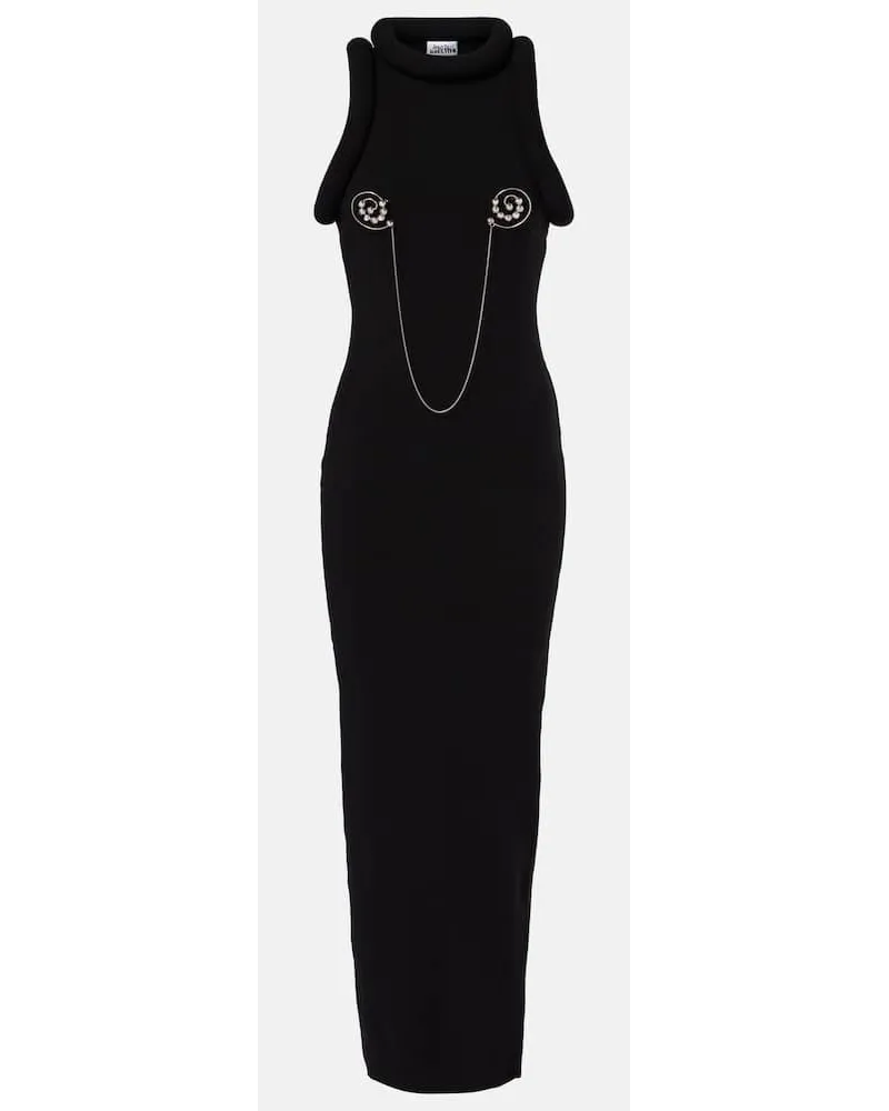 Jean Paul Gaultier Verziertes Maxikleid 3D aus Jersey Schwarz