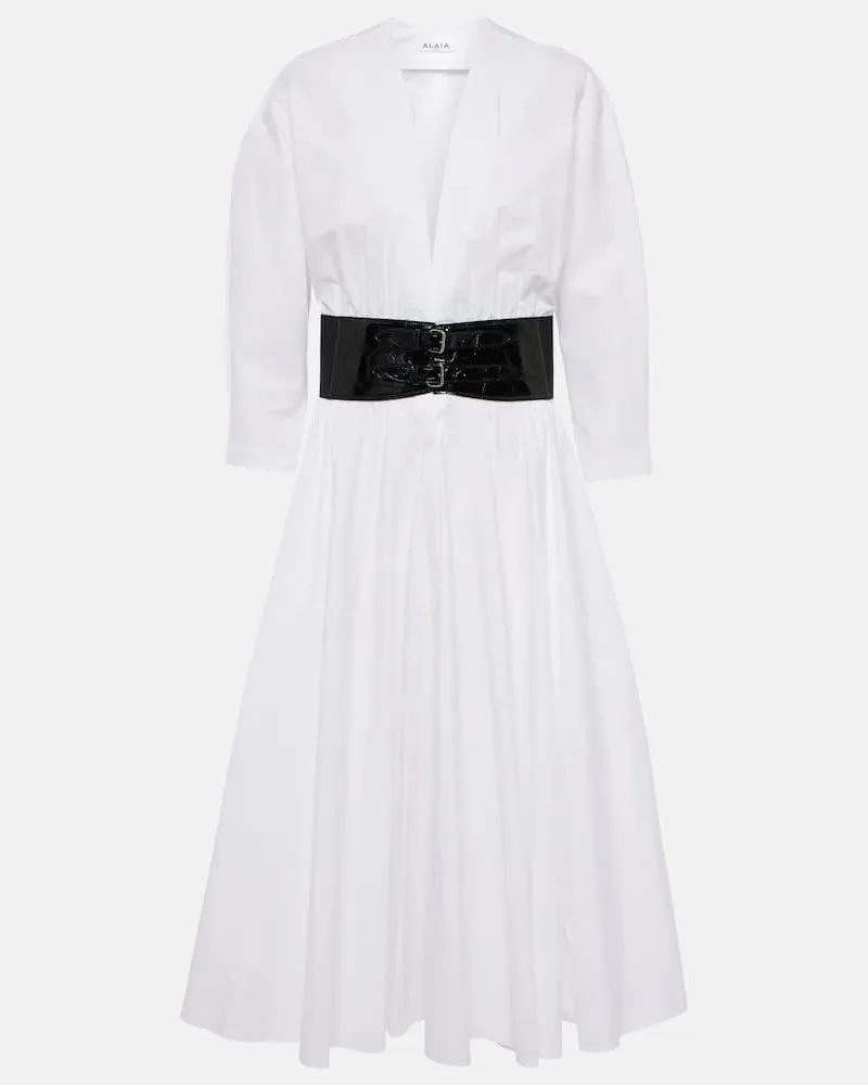 Alaïa AlaÃ¯a Midikleid aus Baumwolle Weiã