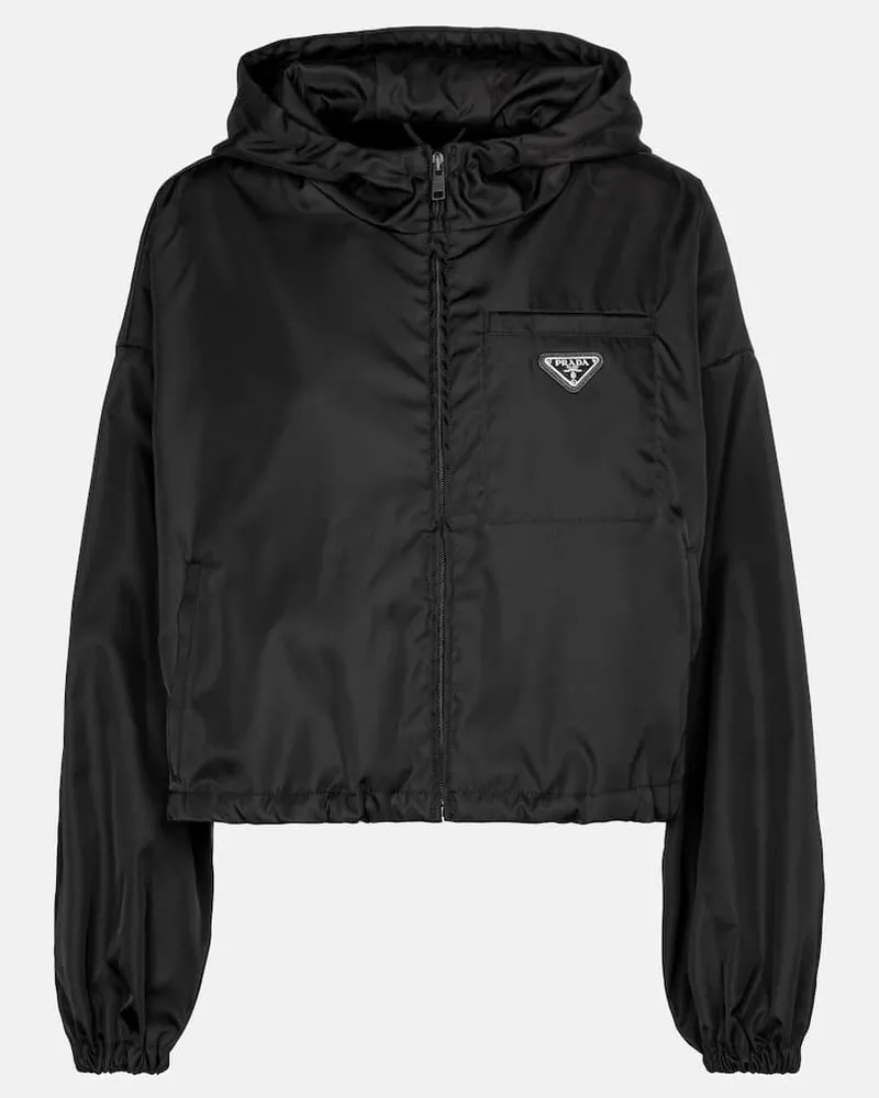 Prada Cropped-Jacke aus Re-Nylon Schwarz