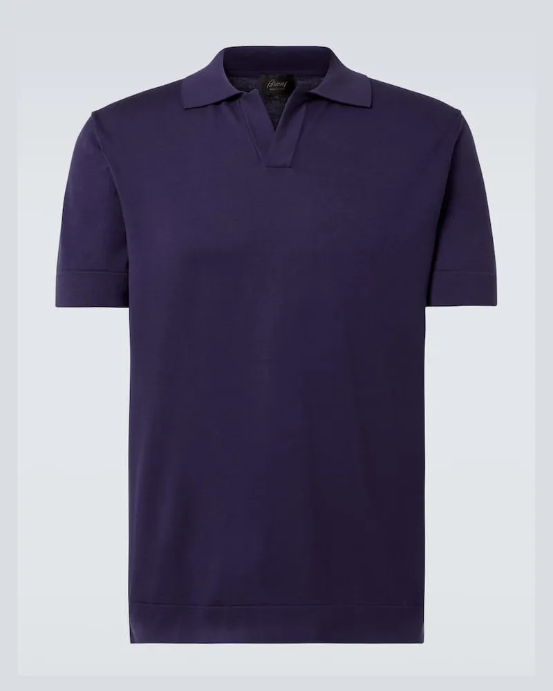 Brioni Polohemd aus Baumwolle und Seide Blau
