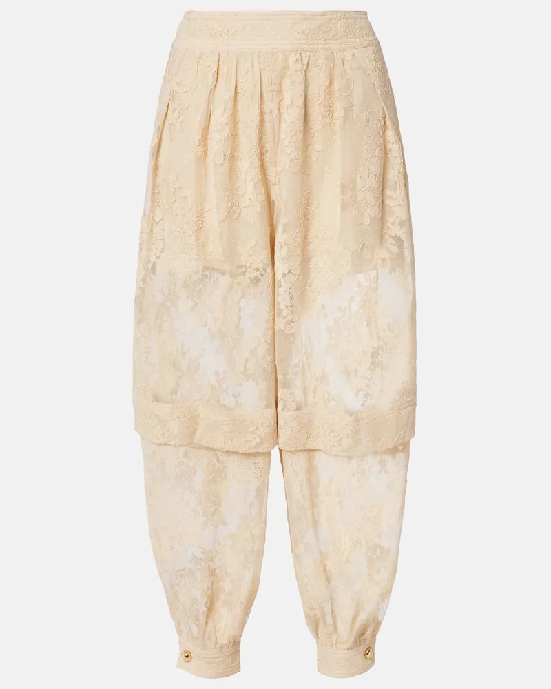 Zimmermann Hose Hypnotic aus Spitze Beige