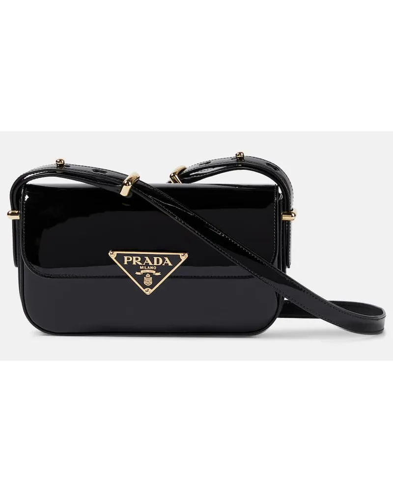 Prada Schultertasche aus Lackleder Schwarz
