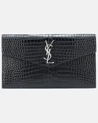 Saint Laurent Clutch Uptown aus Leder Schwarz