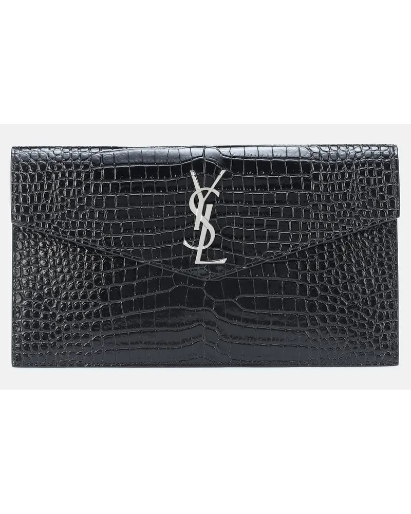 Saint Laurent Clutch Uptown aus Leder Schwarz