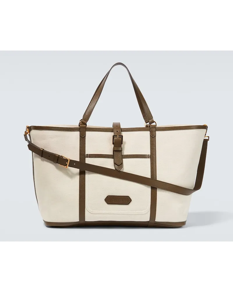 Tom Ford Tote East West aus Canvas Beige