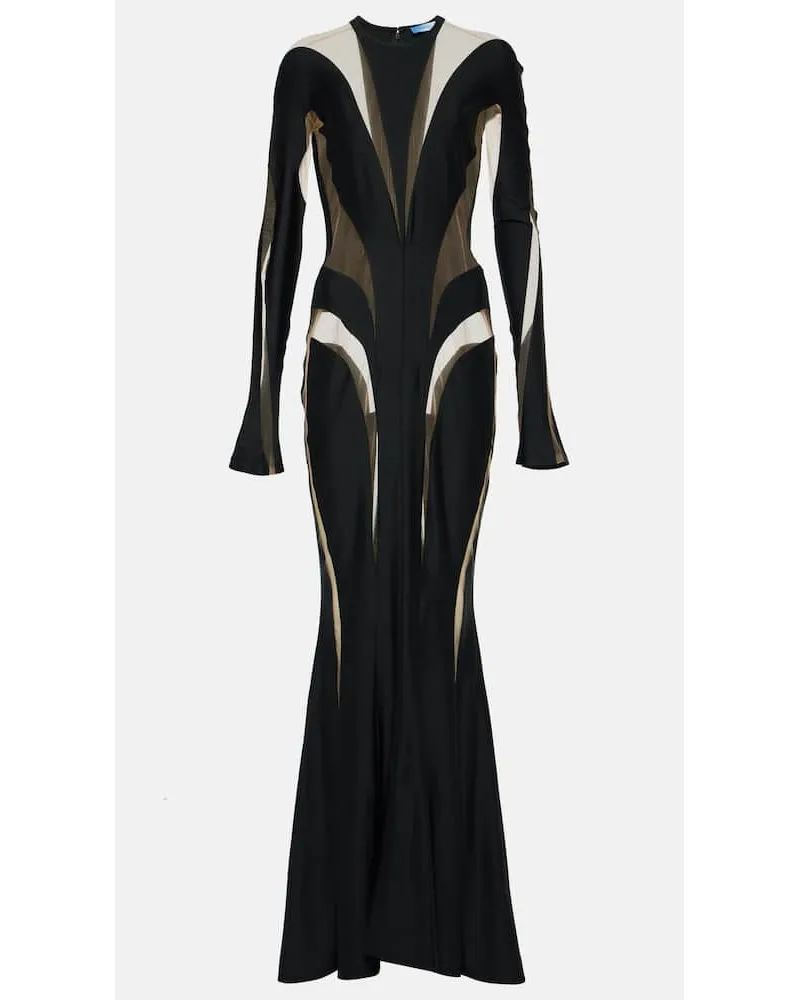 Thierry Mugler Robe aus Tuell und Jersey Schwarz