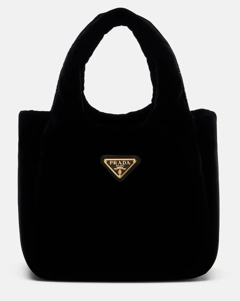 Prada Tote Bag Mini aus Samt Schwarz
