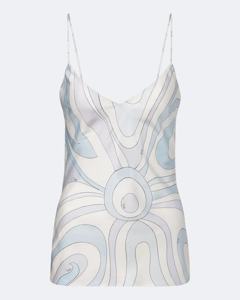 Emilio Pucci Top Iride aus Seidentwill Blau